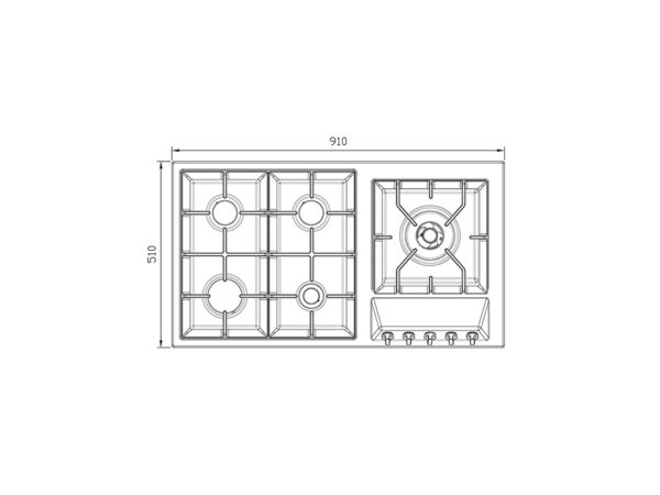 اجاق گاز رومیزی پنج شعله مدل S-5909 استیل البرز - Image 3